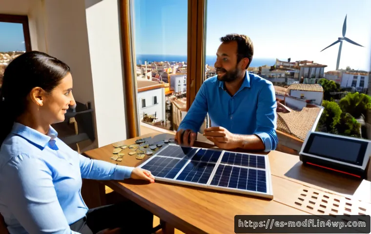 Home 17 넷제로 전환을 위한 재정 지원 방안 - Photorealistic wide-angle scene of a Spanish municipal sustainability office, a diverse team of prof...